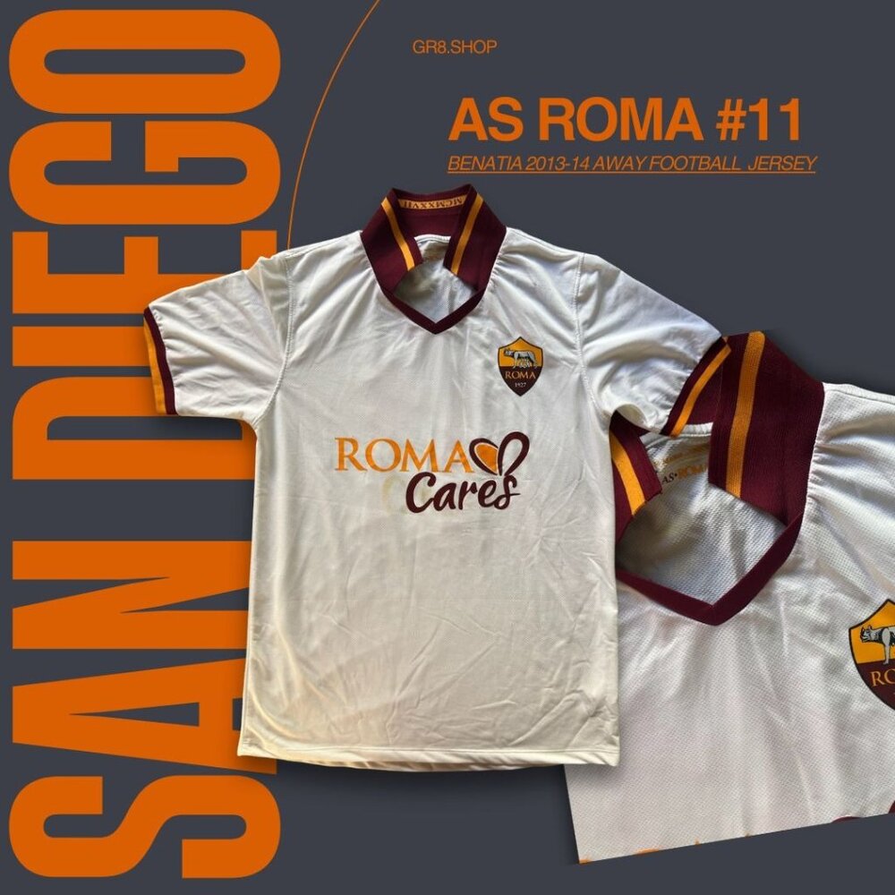 AS Roma #11 Benatia 2013-14 Away Football Jersey Short Sleeve White